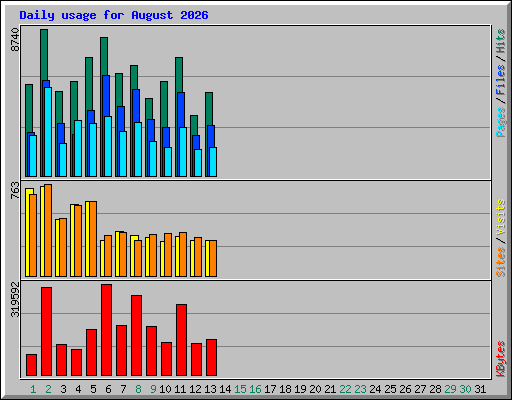 Daily usage for August 2026